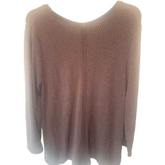 Habitat Womens Chocolate Brown Textured Long Sleeve Tunic Top L Stretch Boho - Picture 7 of 11